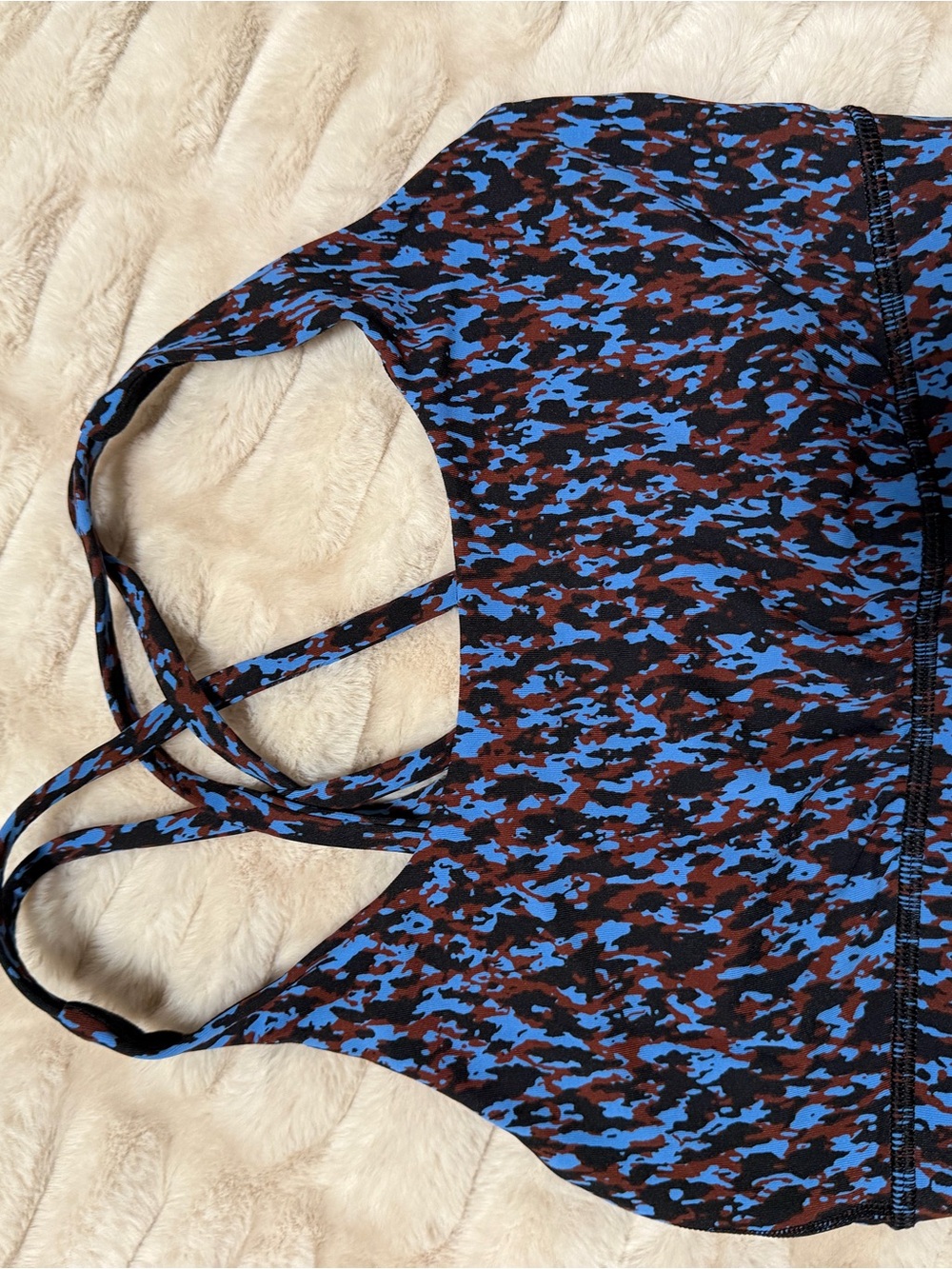 lululemon athletica Blue & Brown Camo Strappy Bodysuit